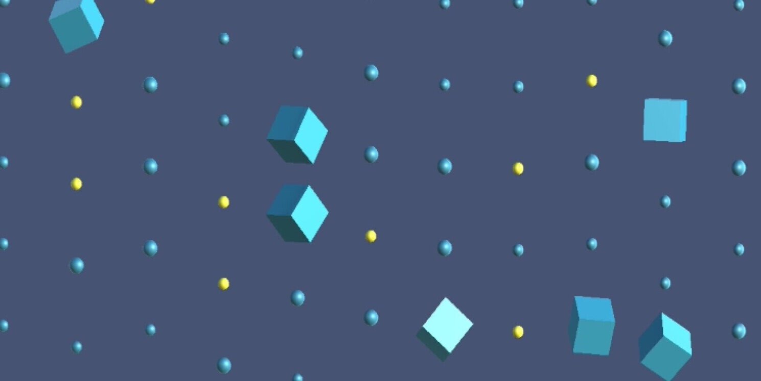 A. Elements keep moving down like raindrops